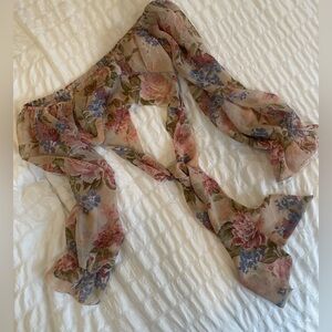 Floral Chiffon Cropped Blouse with Self Ties